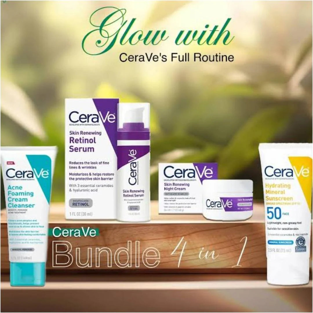 Ultimate 4 Pcs Hydrating Facial Kit – Night Cream, Retinol Serum, Sunscreen & Cleanser