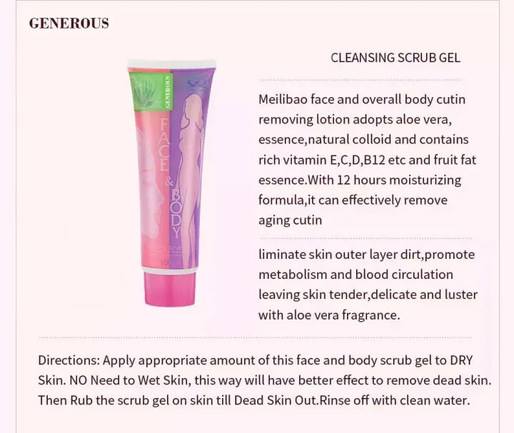 Whitening & Brightening Face & Body Scrubbing Gel – Deep Exfoliation & Glow