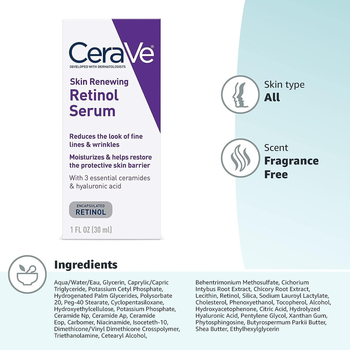 CeraVe Skin Renewing Retinol Serum – 30ml | Anti-Aging & Skin Smoothing.